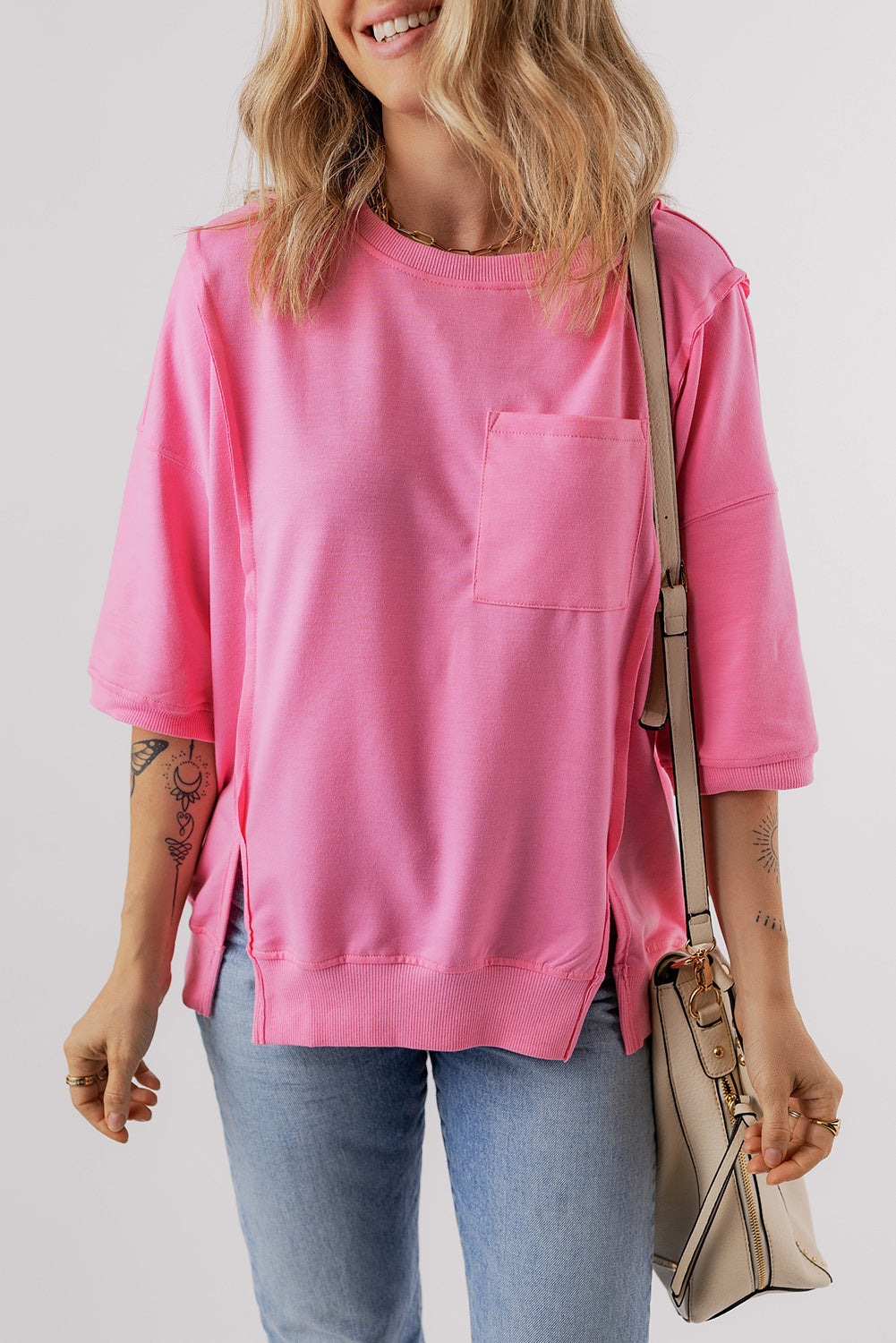 Bonbon Exposed Seam Loose Tee