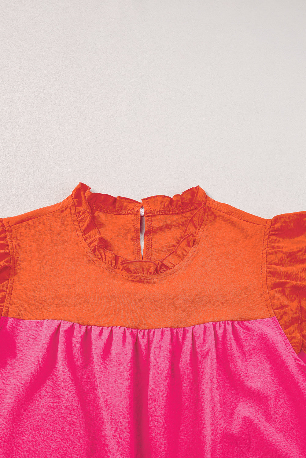 Orange Two Tone Ruffled Blouse