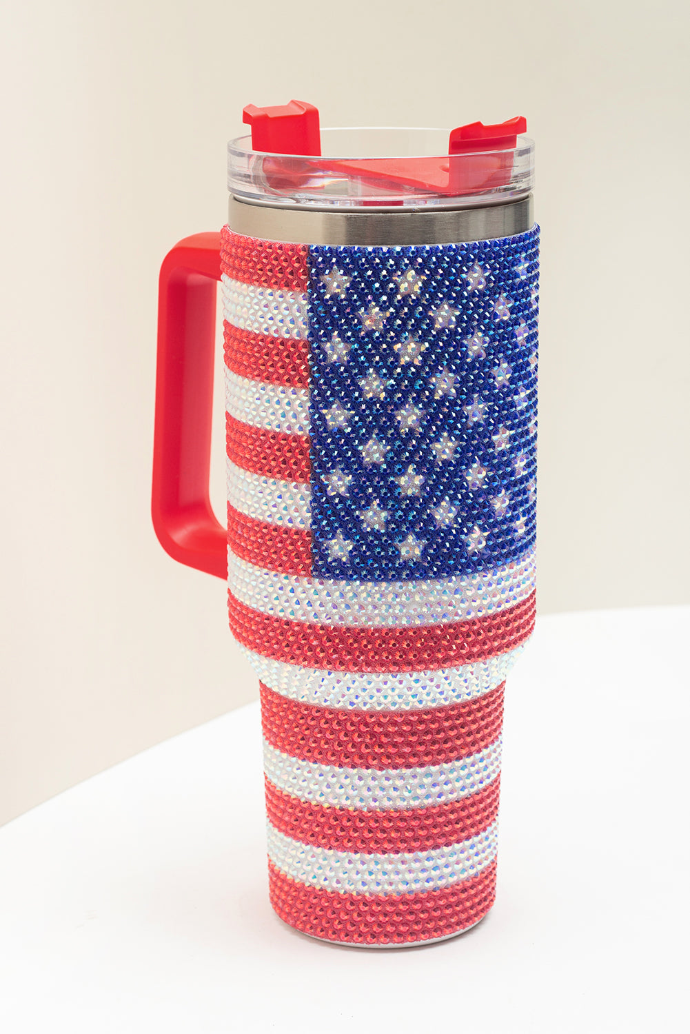 Red Rhinestone American Flag Cup 40oz