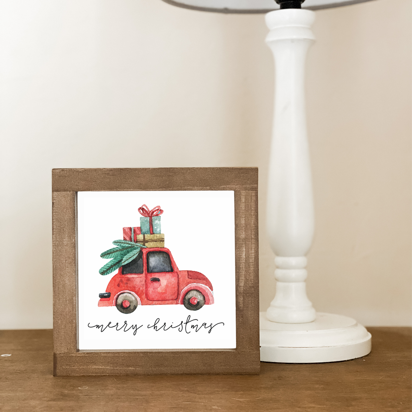 Christmas Truck | Christmas Wood Sign | Christmas Home Decor: 9x9"