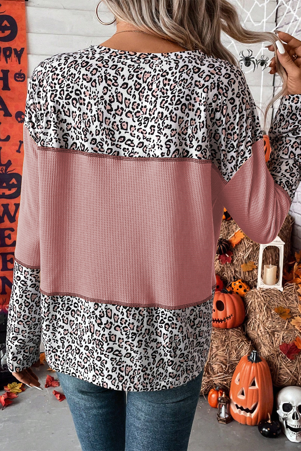 Light Pink Leopard Patchwork Top