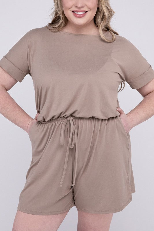 Brushed DTY Romper with Pockets - PLUS