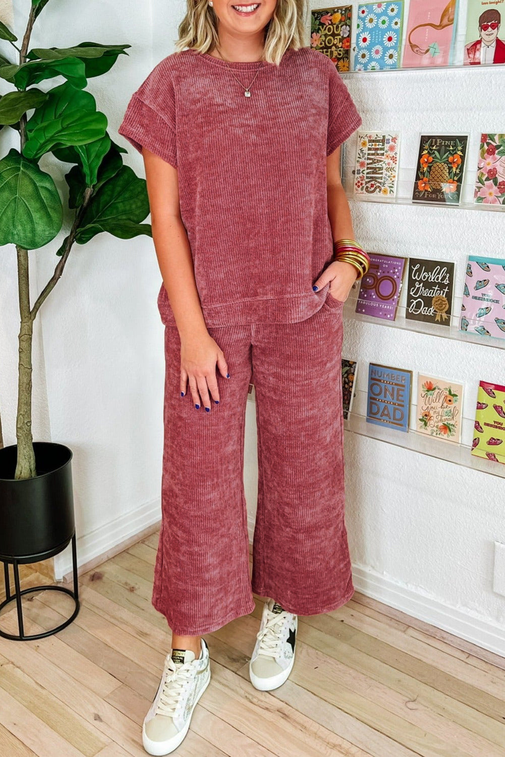 Rose Mineral Wash Corduroy Lounge Set