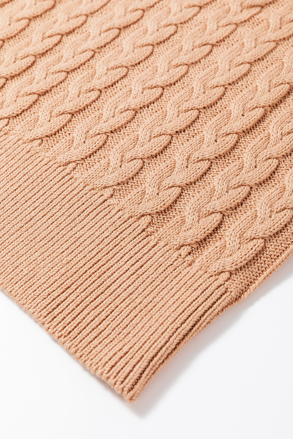 Beige Cable Knit High Tank Top