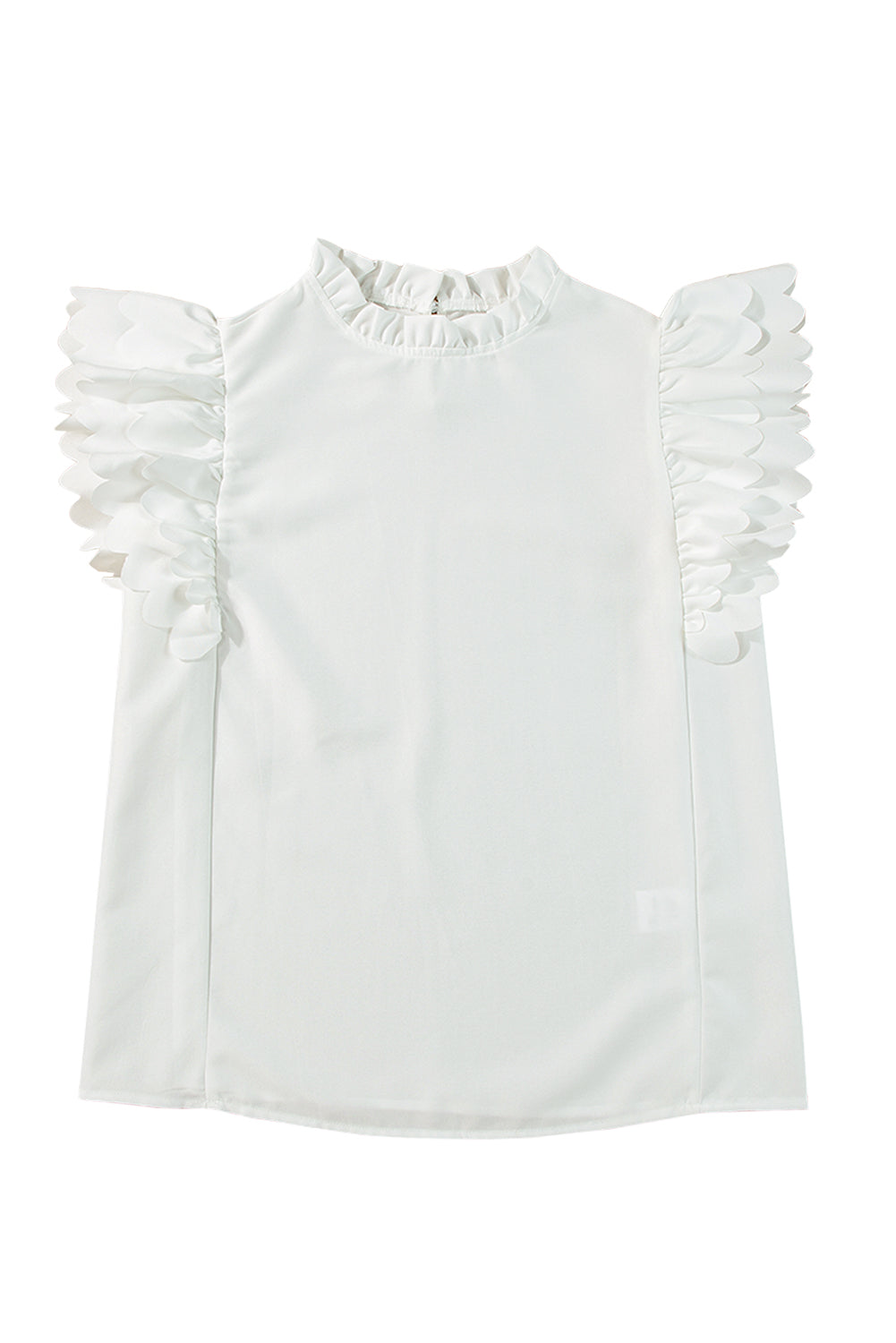 White Ruffle Sleeve Top