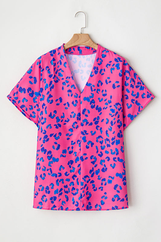 Rose Leopard Blouse - PLUS