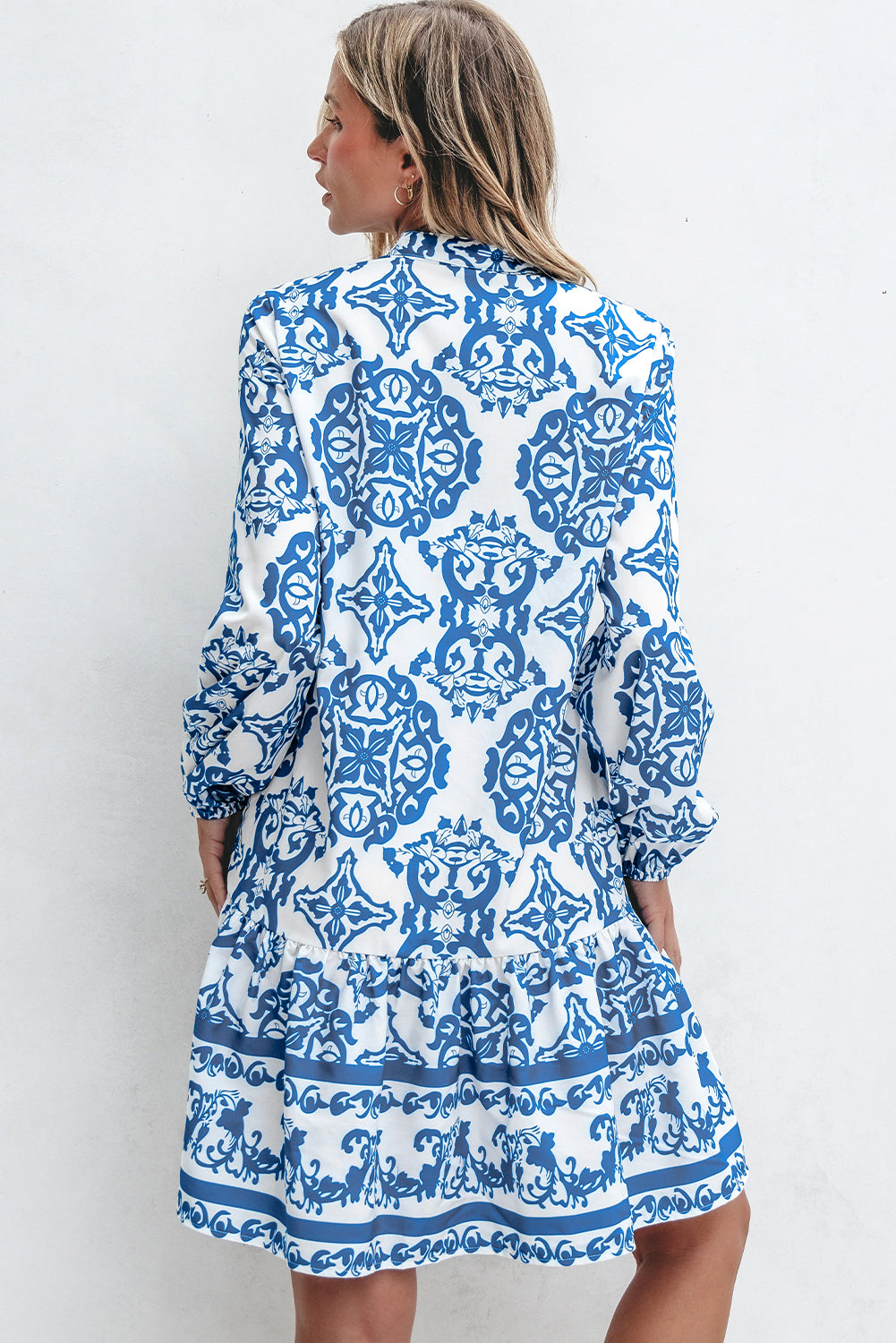 Sky Blue Tribal Print Mini Dress