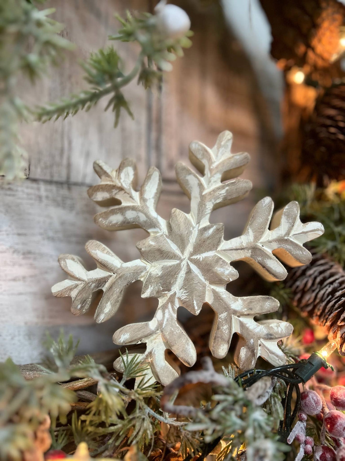 Whitewashed Wooden Snowflake 7x7in