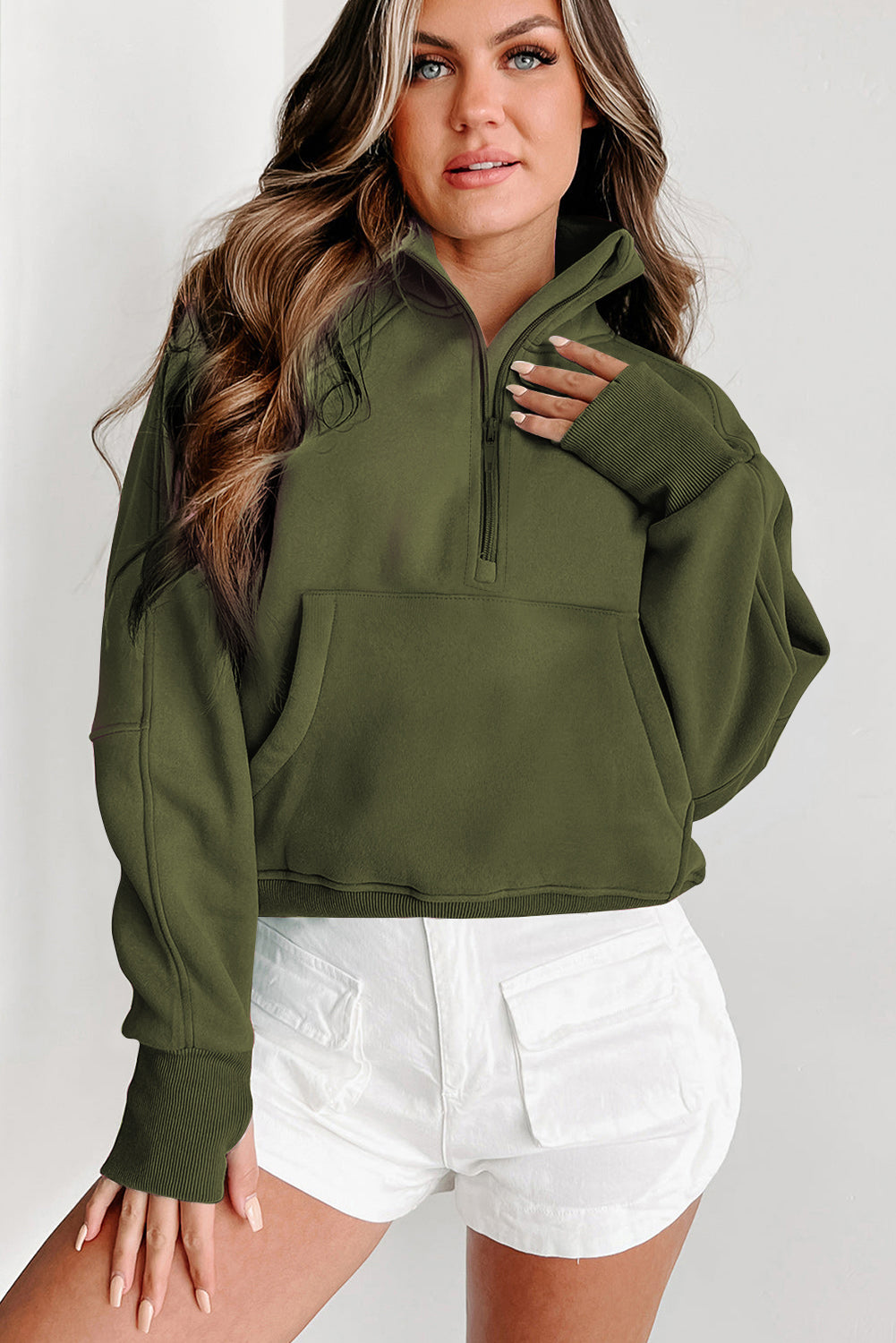 Flamingo Fleece Lined  Sleeve Sweatshirt