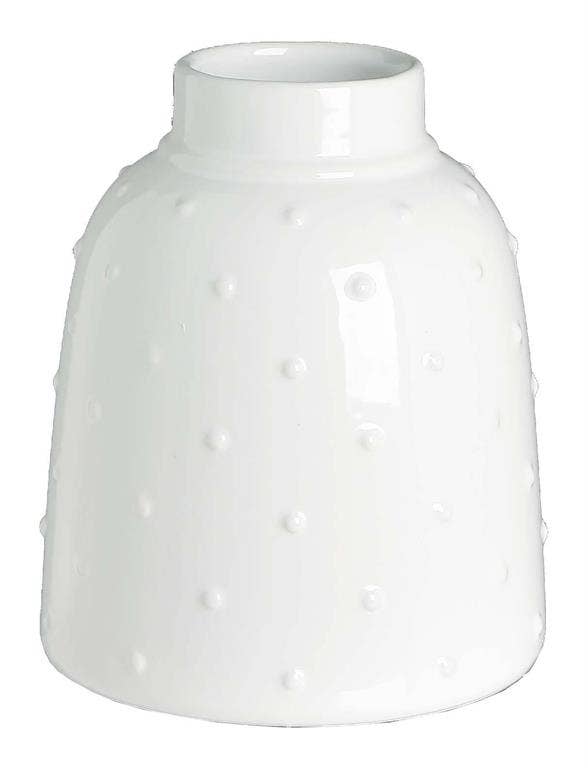 Hobnail Shouldered Vase, 7.48", White