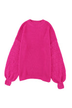 Load image into Gallery viewer, Rose Hollowed Bubble Sleeve Knit Sweater
