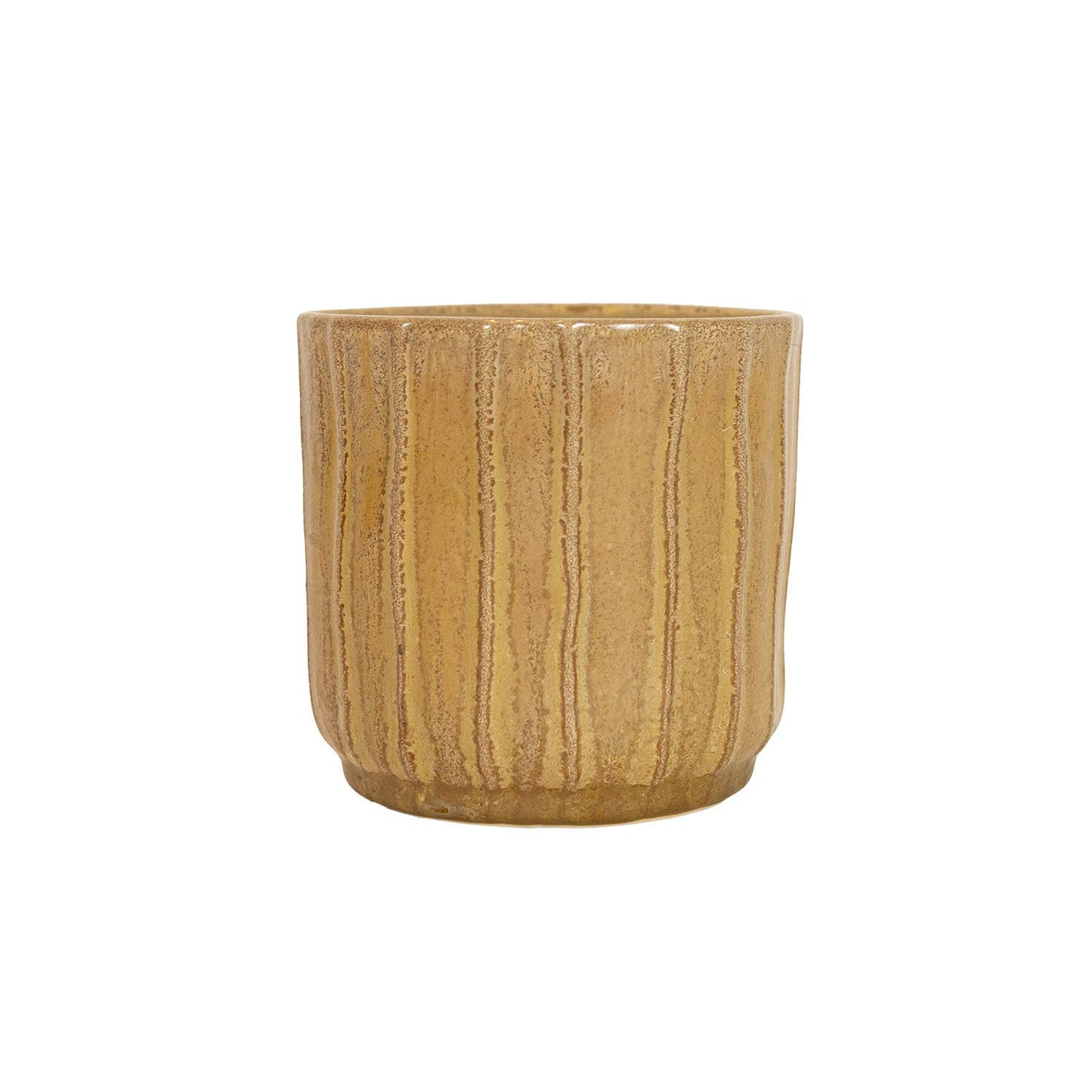 Rowena Small Wavy Ribbed Ceramic Garden Planter Pot Brown