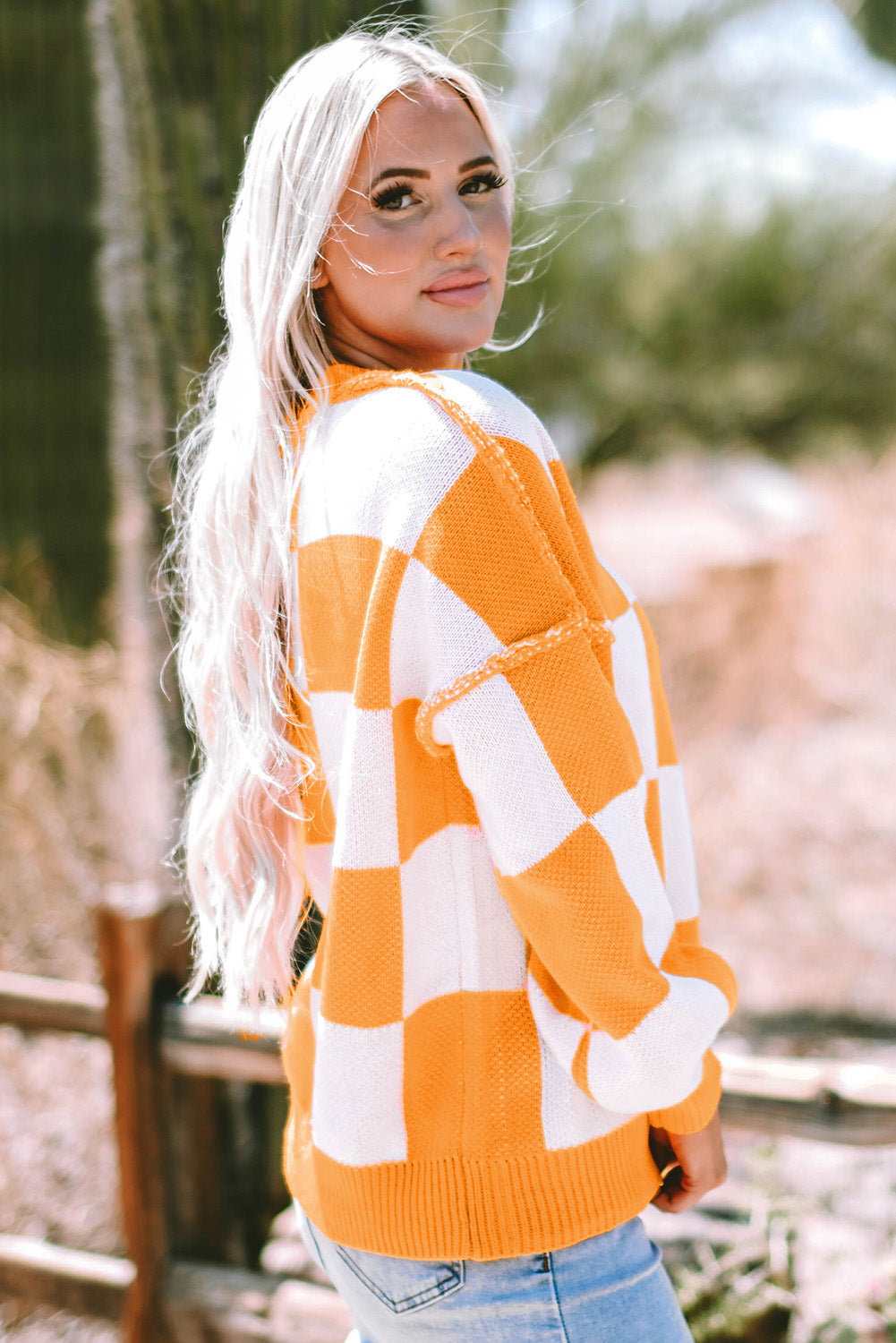 Orange Checkered Sweater