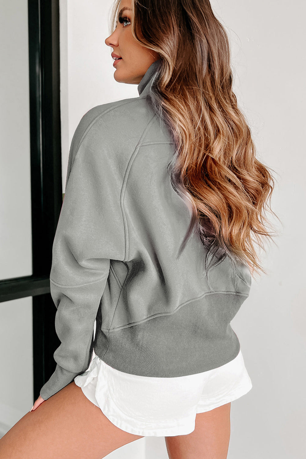 Flamingo Fleece Lined  Sleeve Sweatshirt