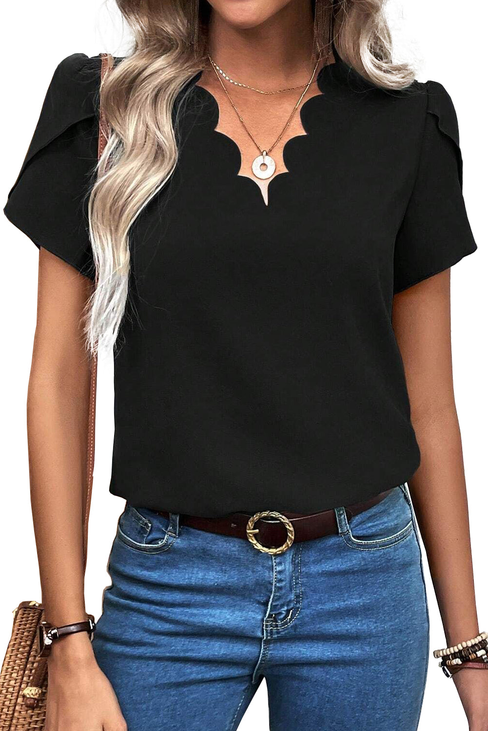 Black Scalloped Top