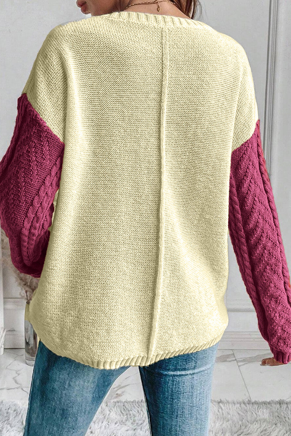 Gold Flame Colorblock Patched Sweater