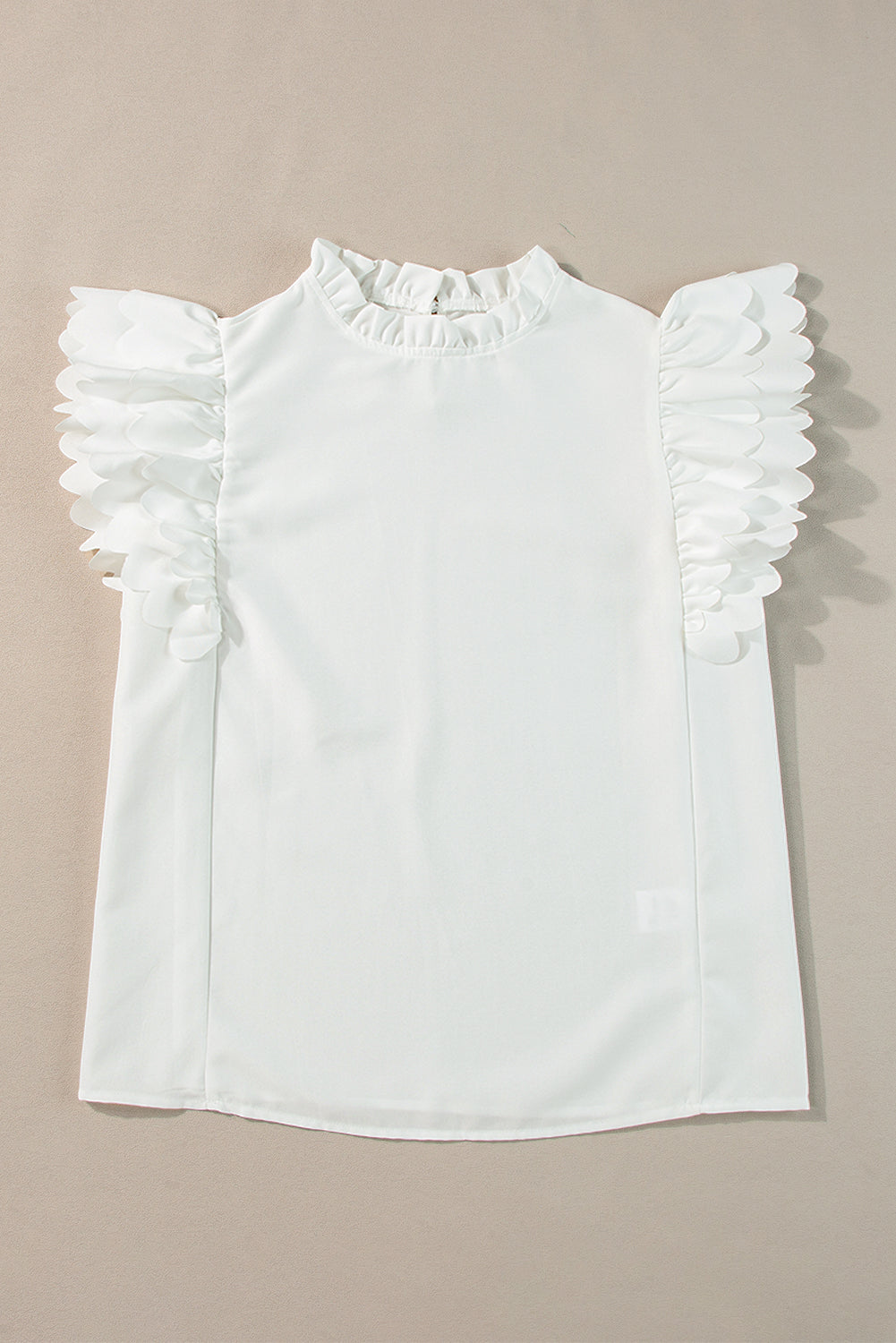 White Ruffle Sleeve Top