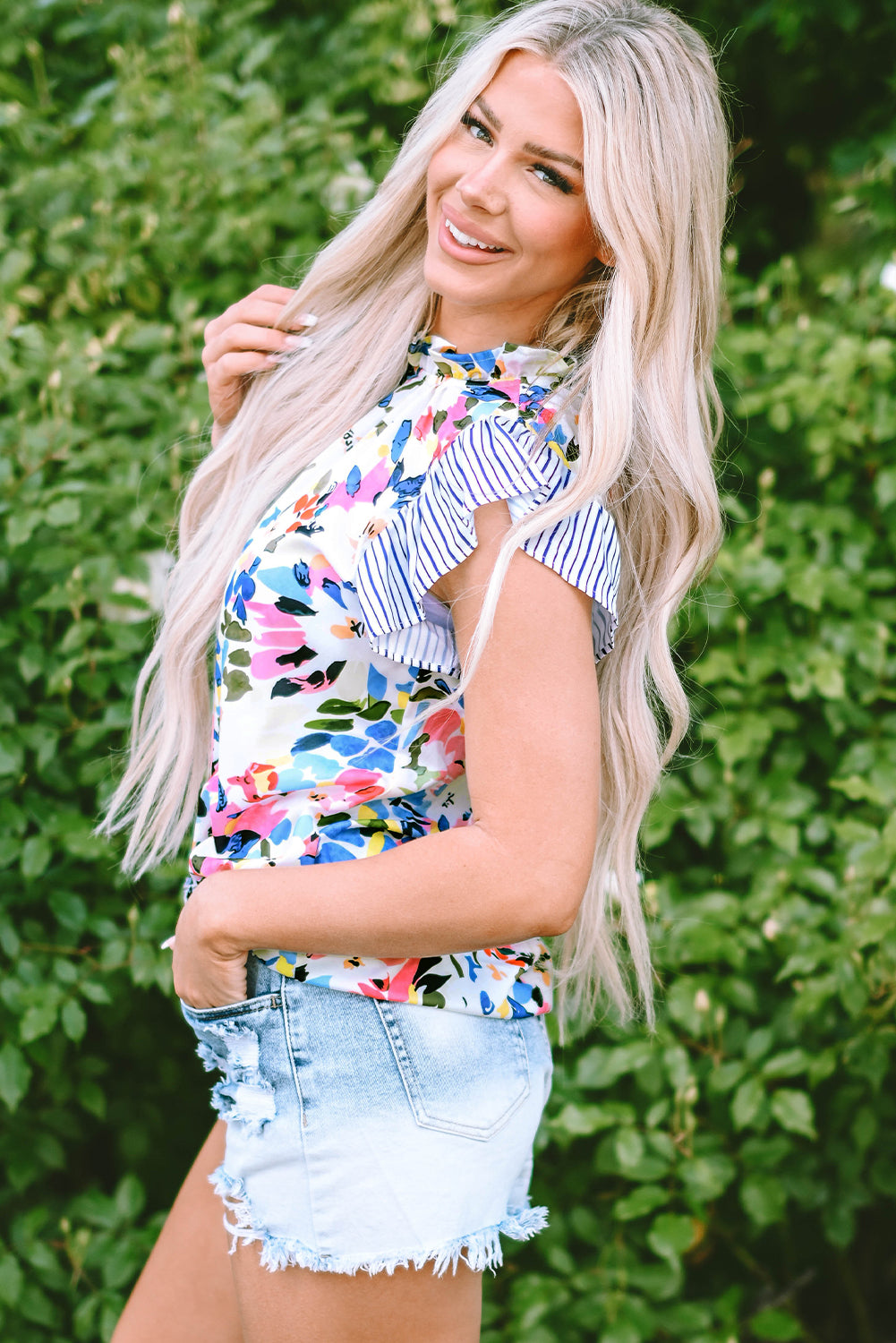 Light Blue Floral Blouse