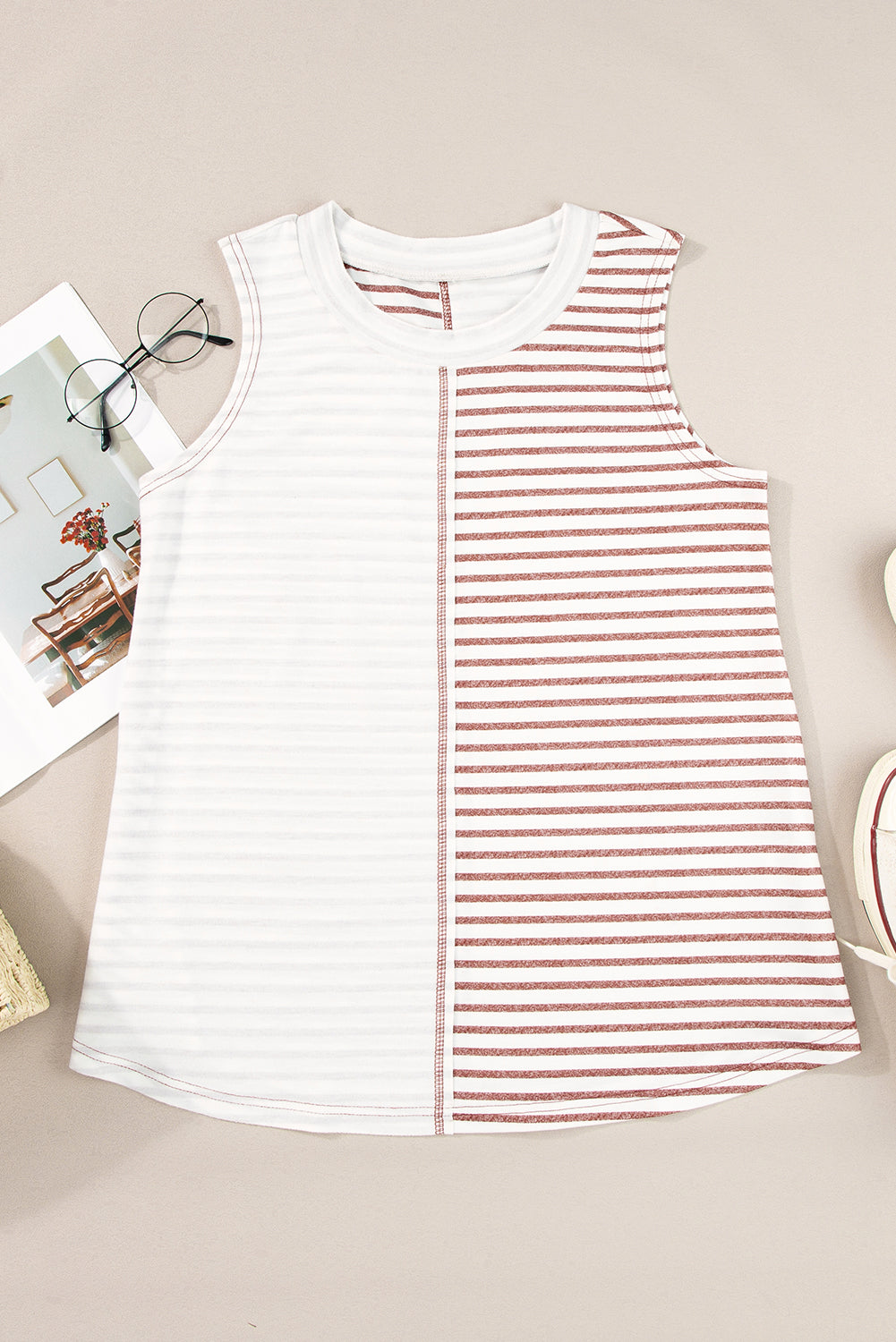 Brown Stripe Loose Tank Top