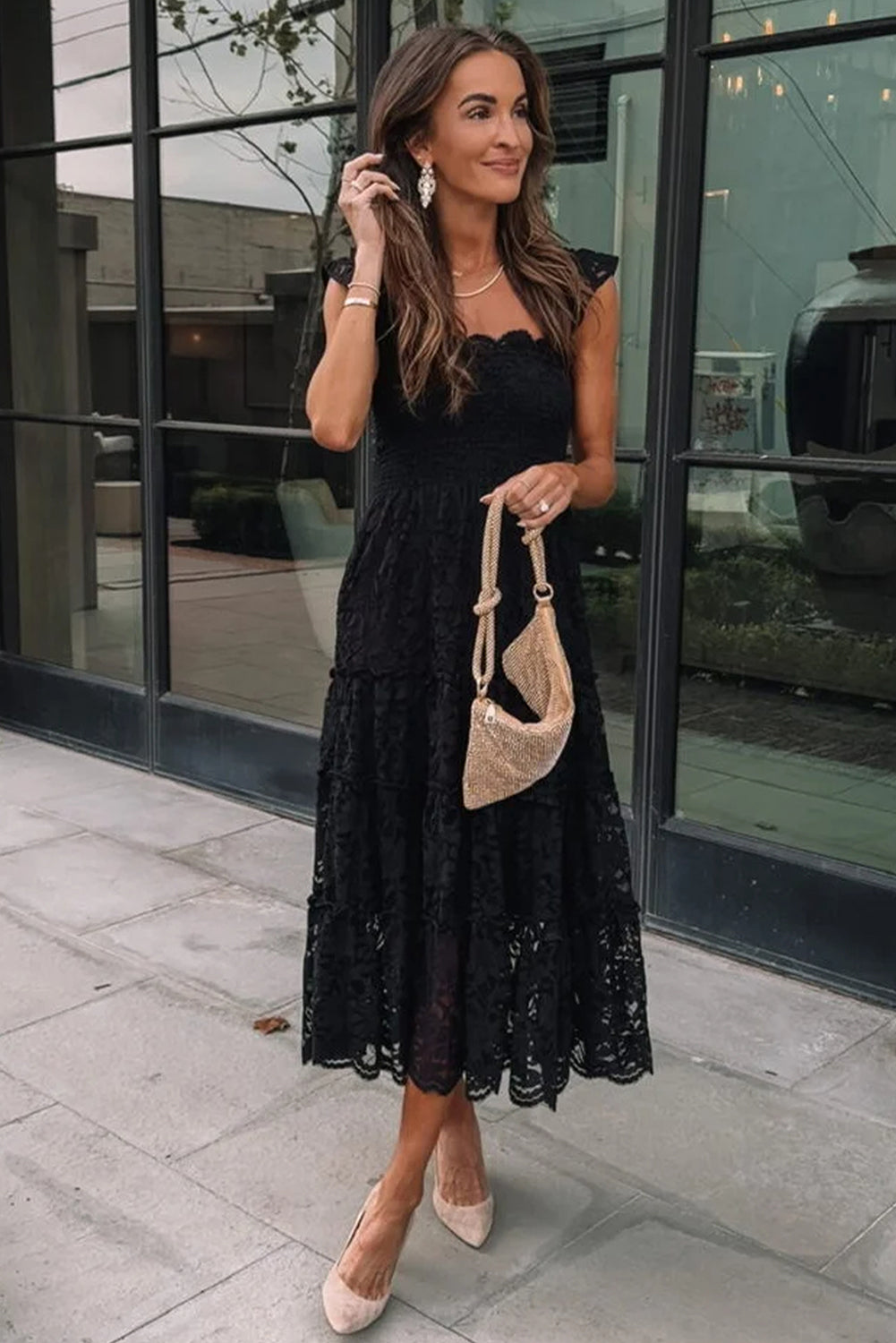 Black Lace Sleeveless Dress