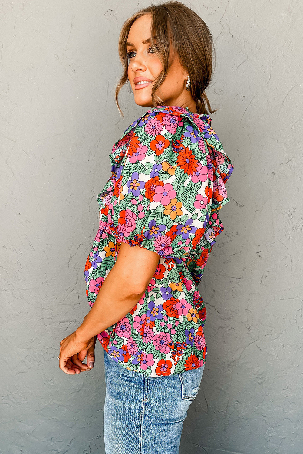 Red Floral Blouse