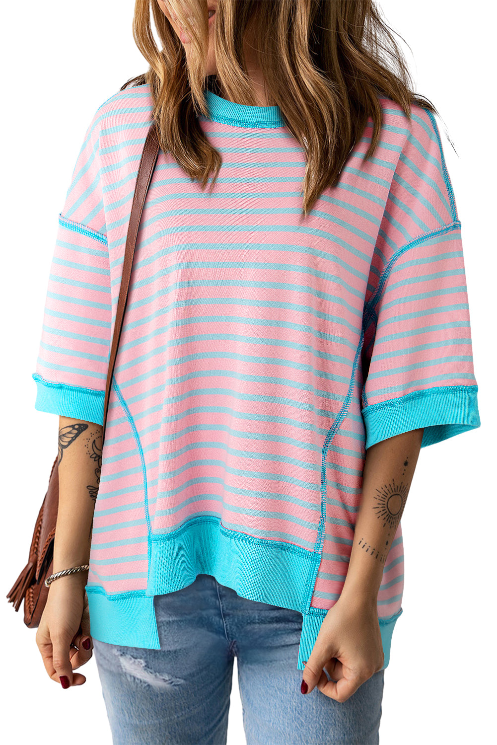 Pink Stripe Oversized Tee