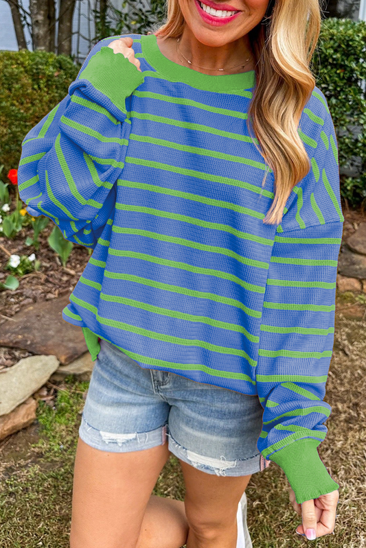 Sky Blue Stripe Loose Sweater