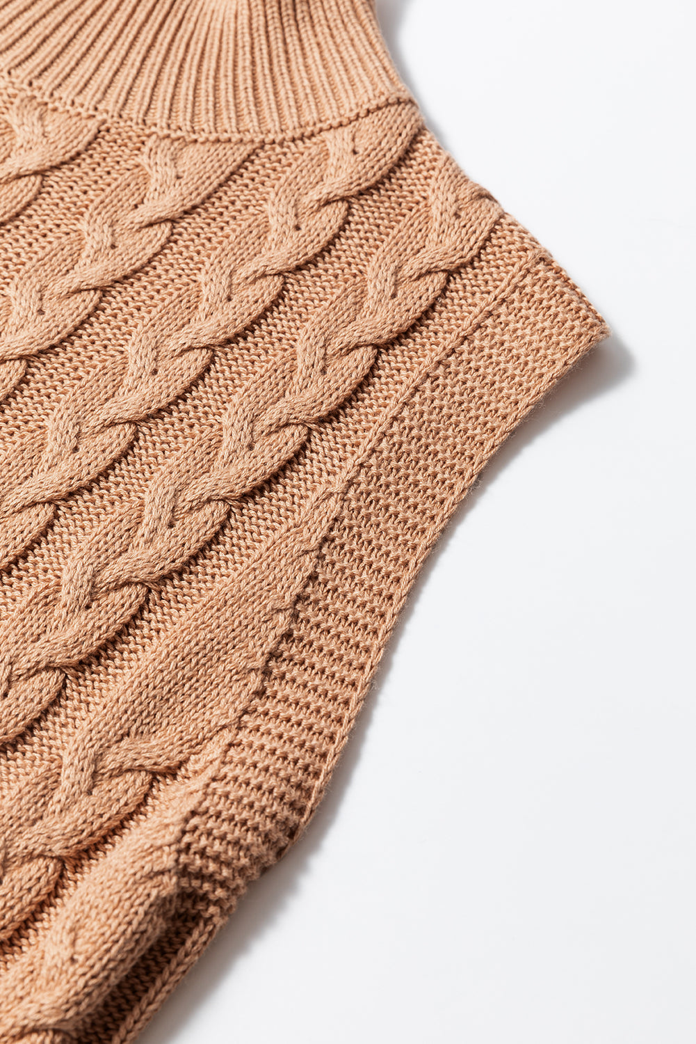 Beige Cable Knit High Tank Top