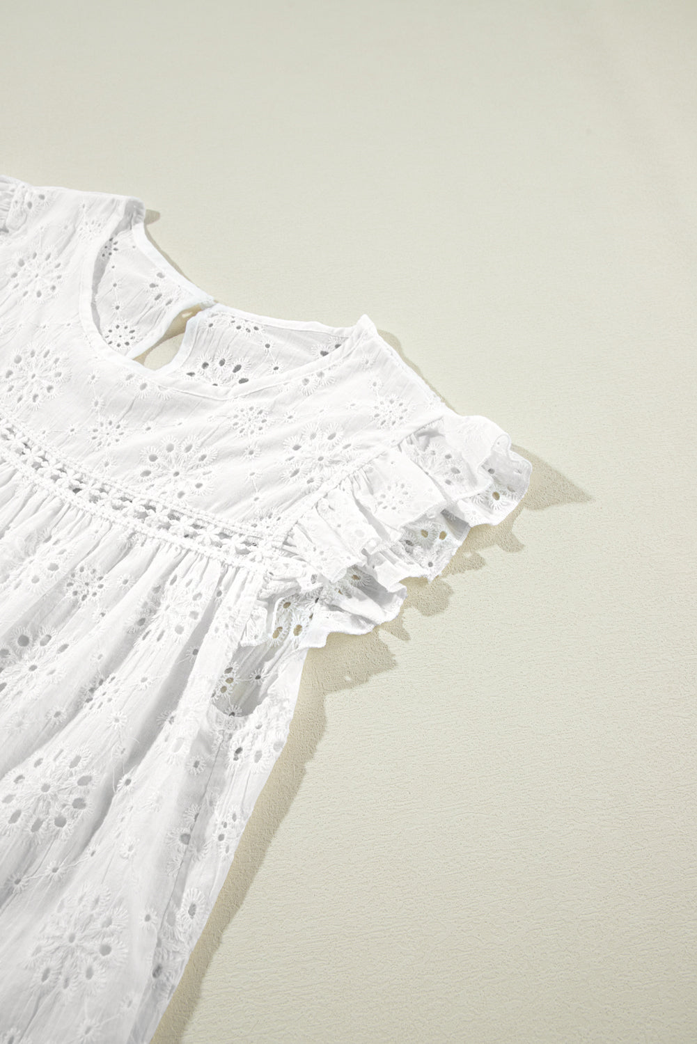 White Eyelet Embroidered Blouse