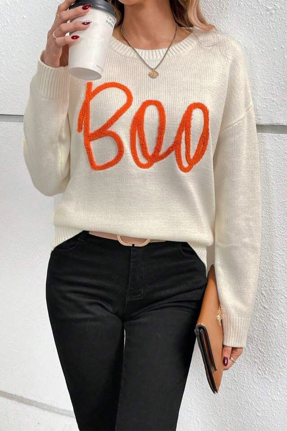 Apricot Boo Knitted Pattern Sweater