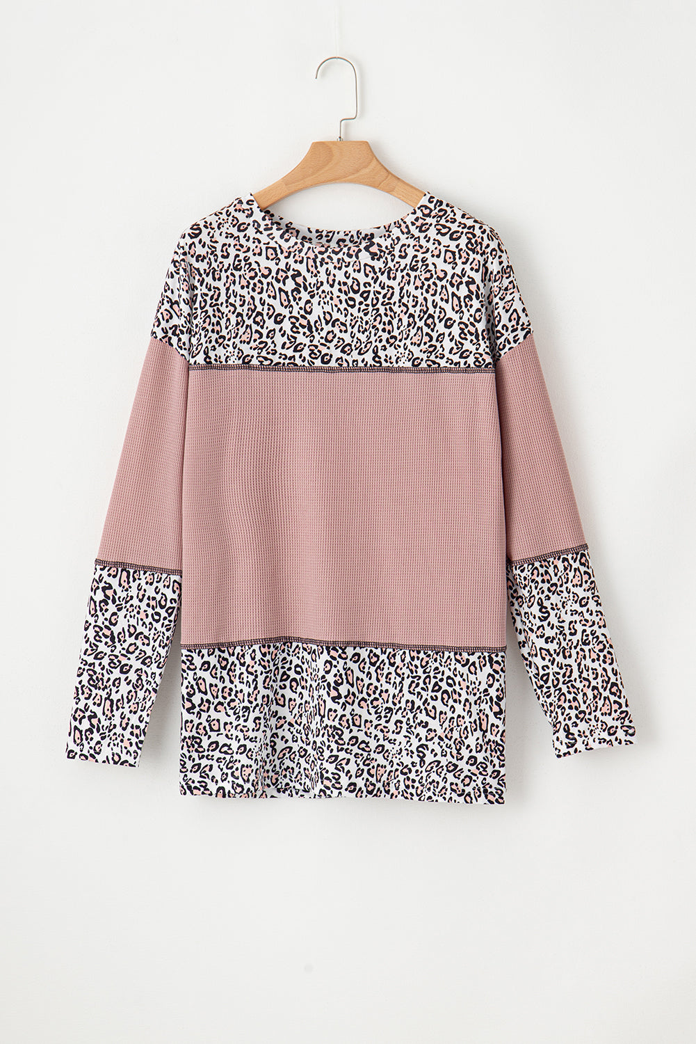 Light Pink Leopard Patchwork Top