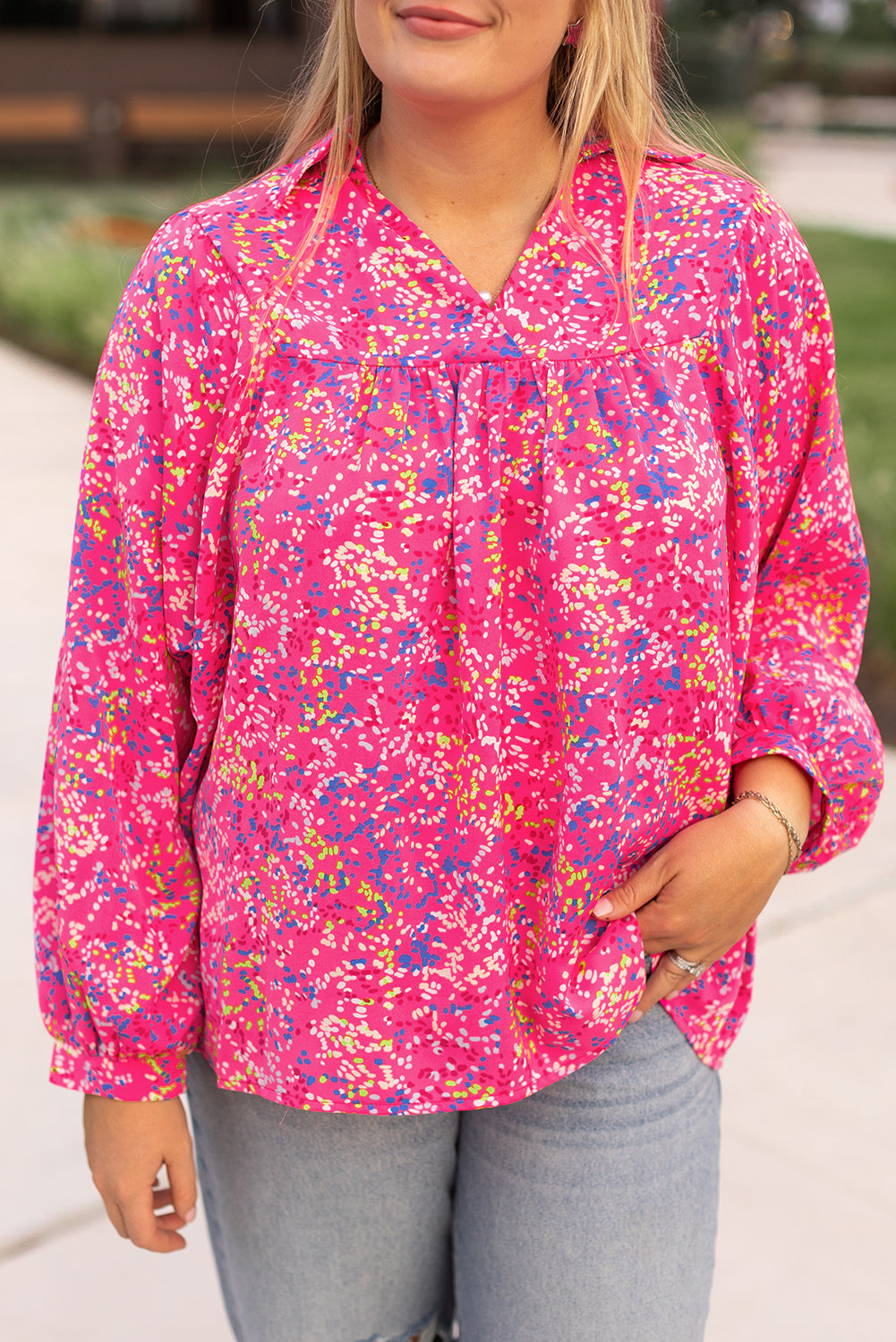 Purple Plus Size Floral Blouse