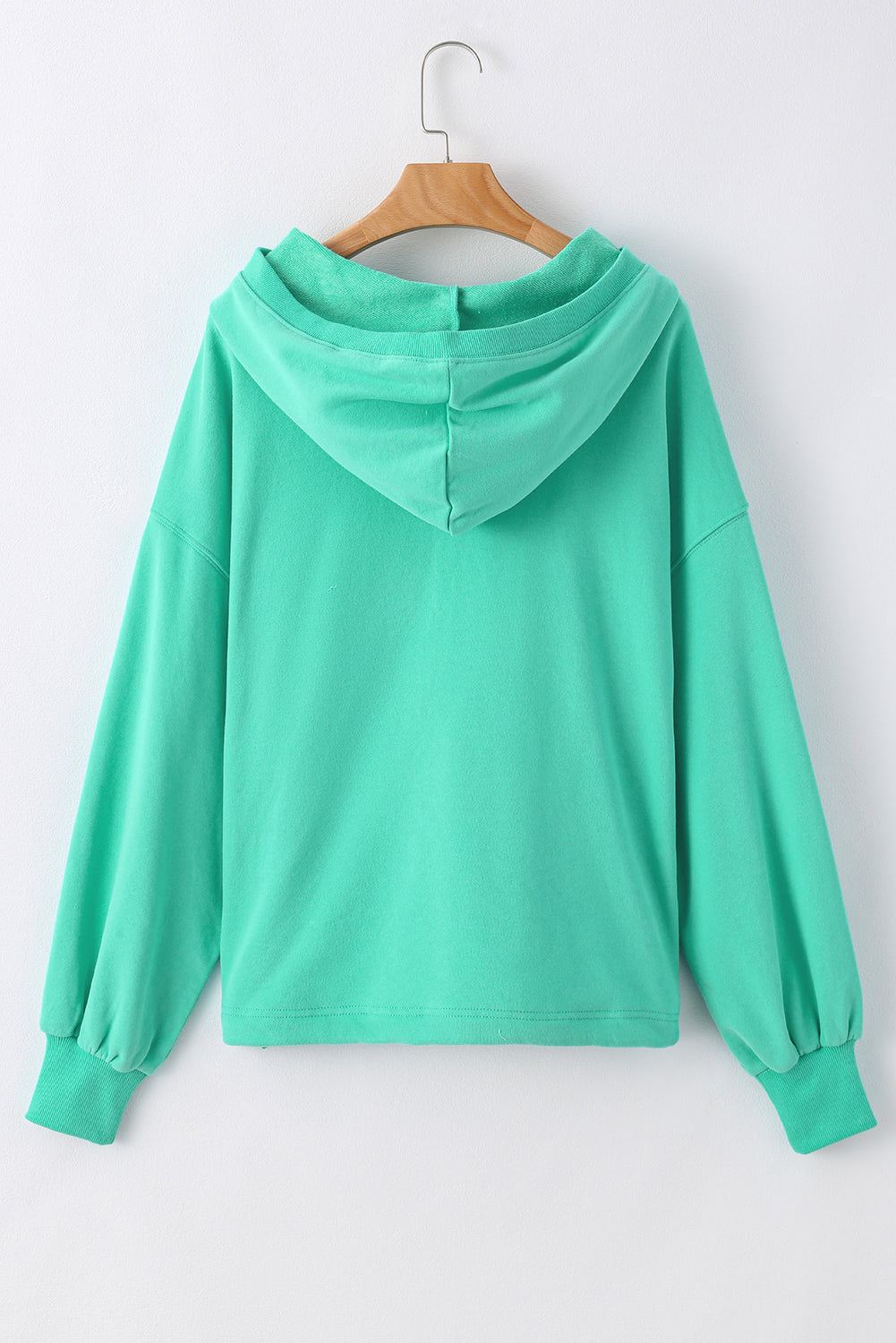 Bonbon Solid Kangaroo Pocket Half Zipper Oversized Hoodie