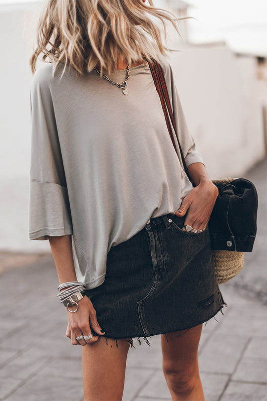 Gray Dropped Shoulder Tee