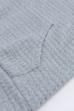 Load image into Gallery viewer, Gray Lattice Textured Kangaroo Pocket Drawstring Hoodie
