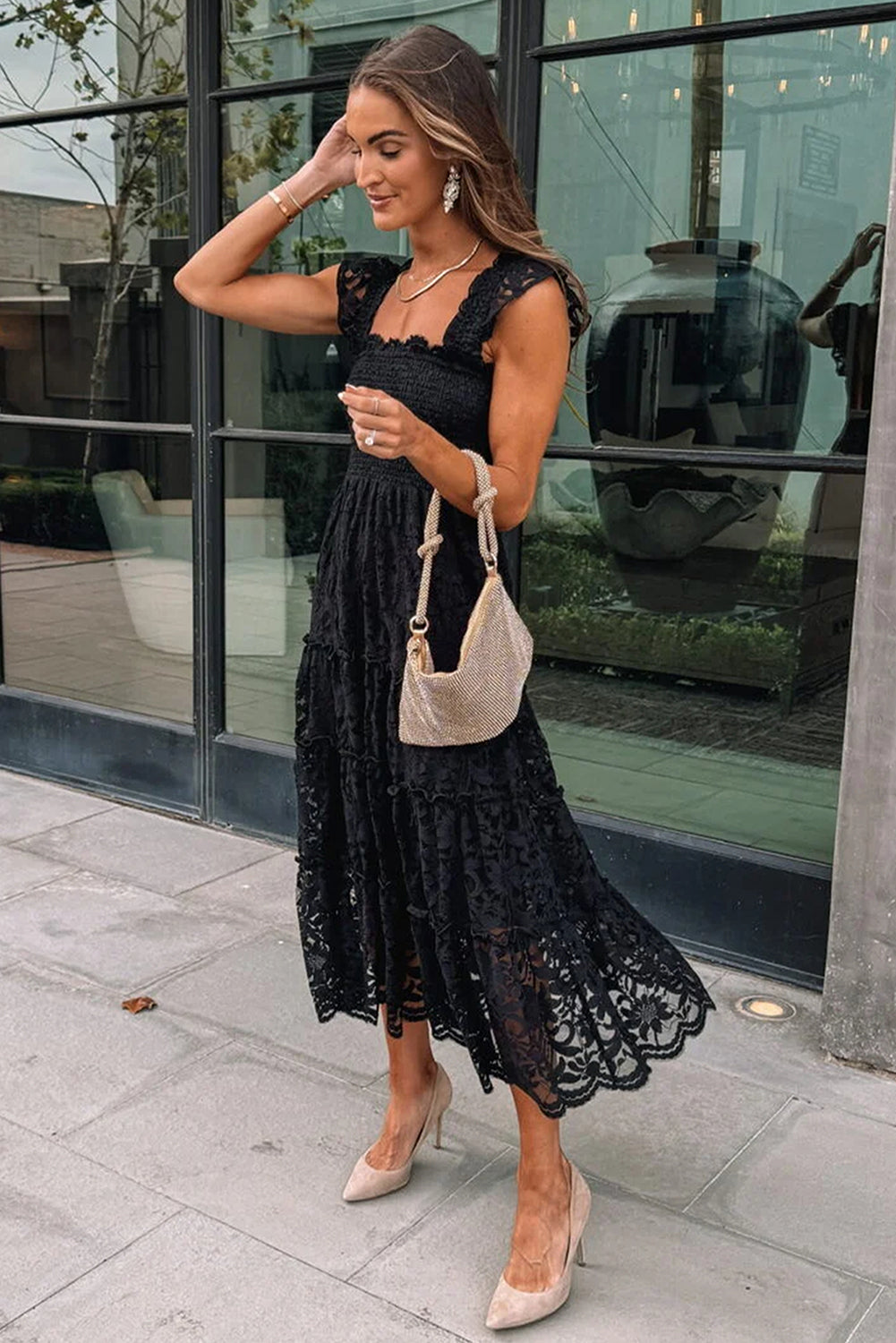 Black Lace Sleeveless Dress