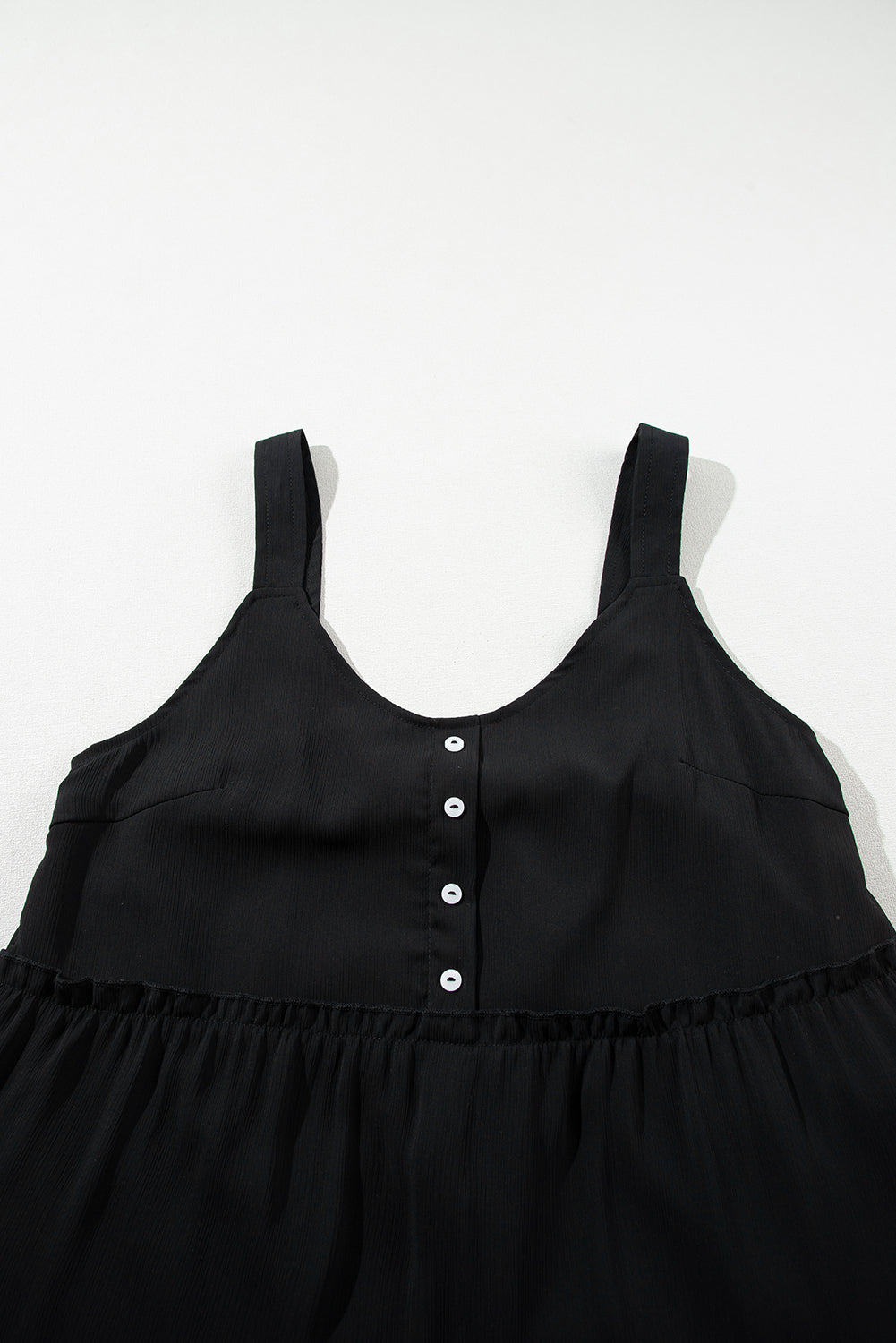 Black Button V Neck Dress