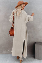 Load image into Gallery viewer, Beige Open Front Side Slit Duster Knit Cardigan

