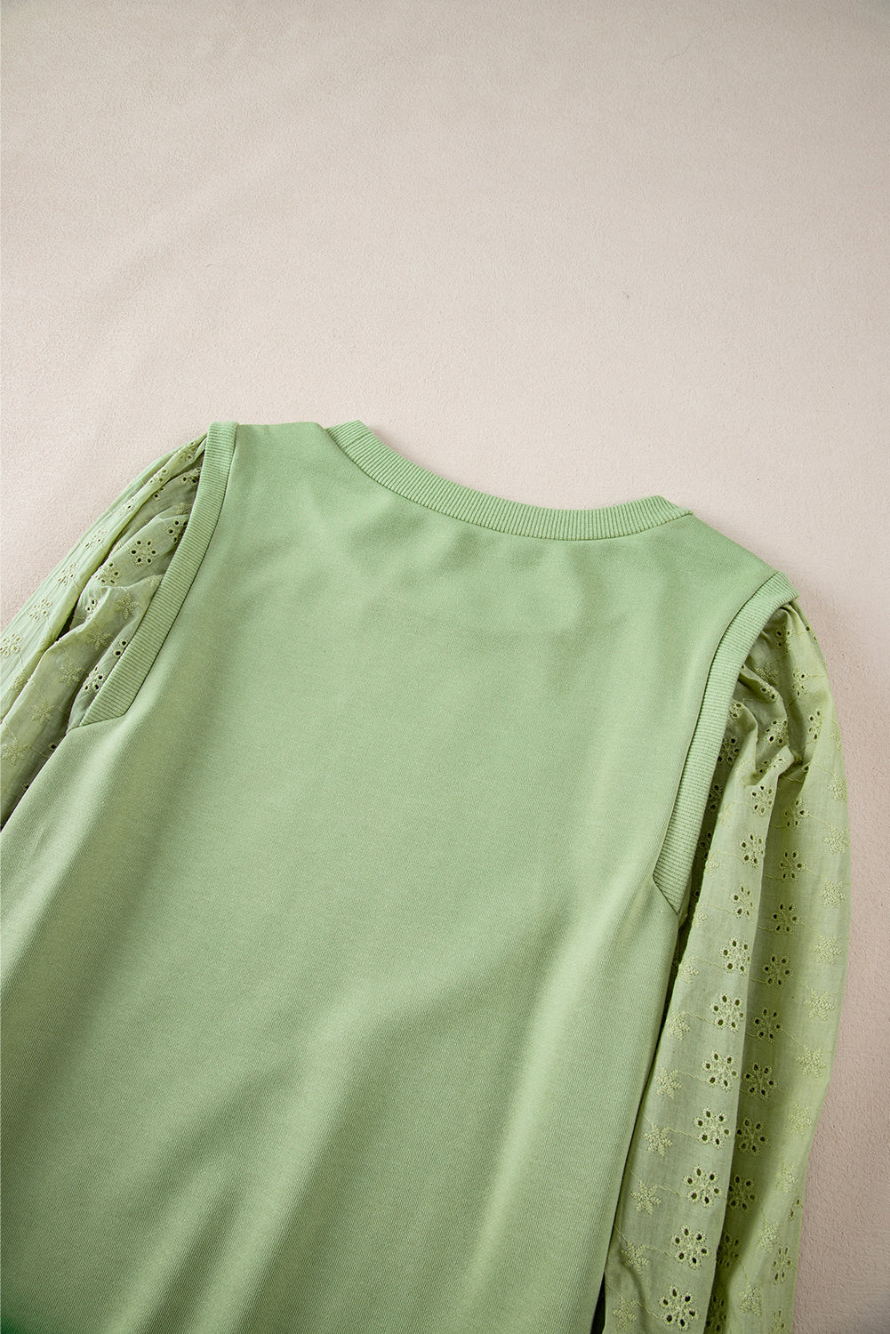 Mist Green Solid Patchwork Sweatshirt