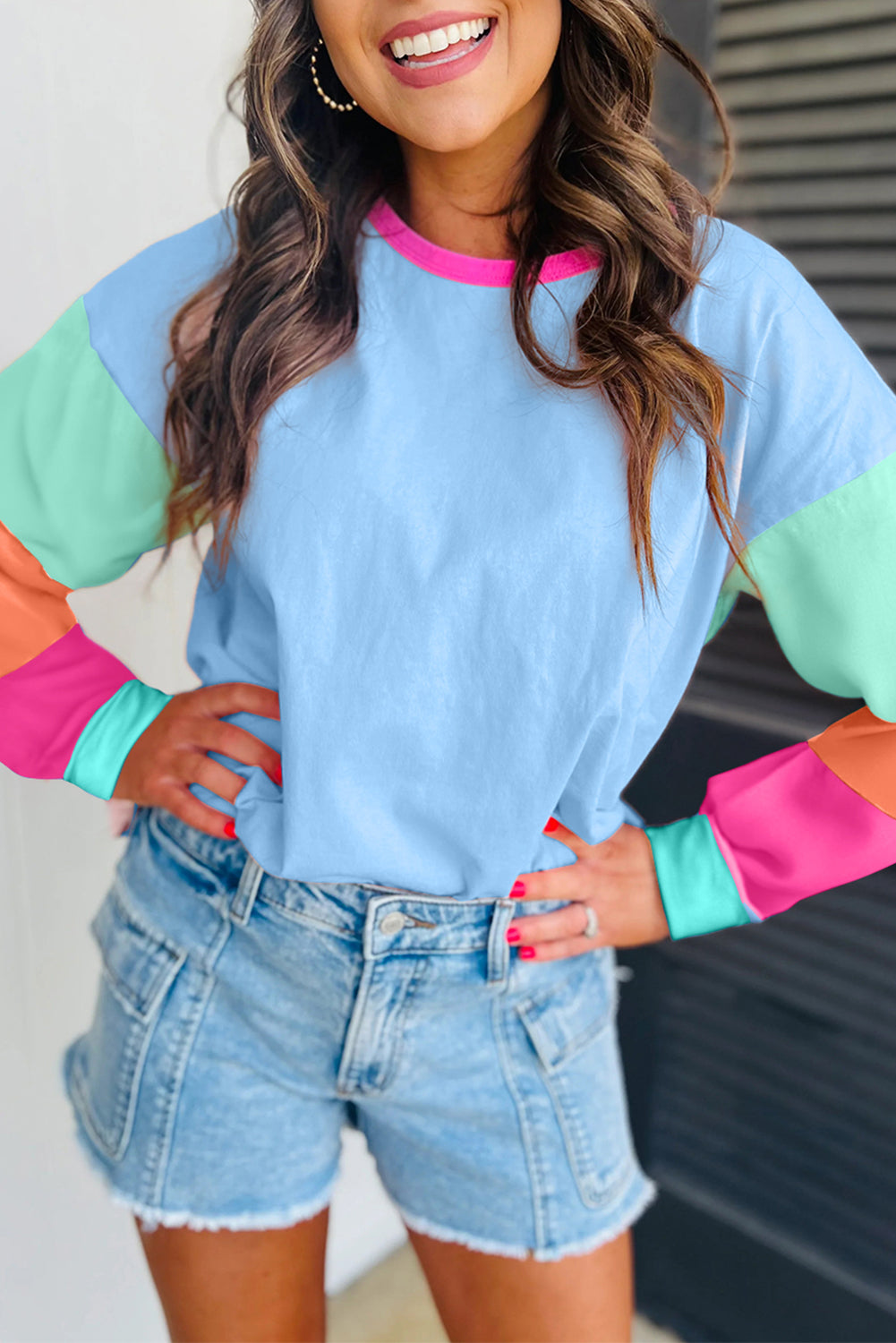 Dark Blue Colorblock  Top