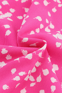 Pink Split Neck Fall Printed Crinkled Blouse