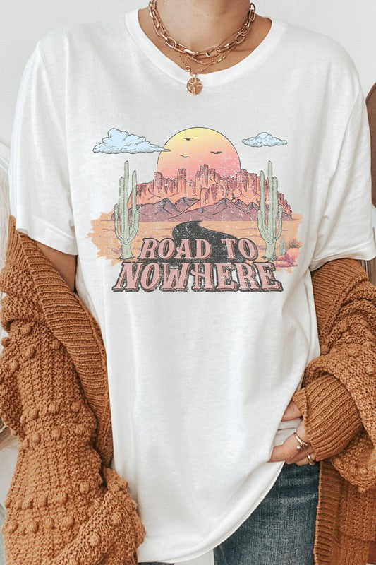 Distressed Road To Nowhere Desert Graphic Tee