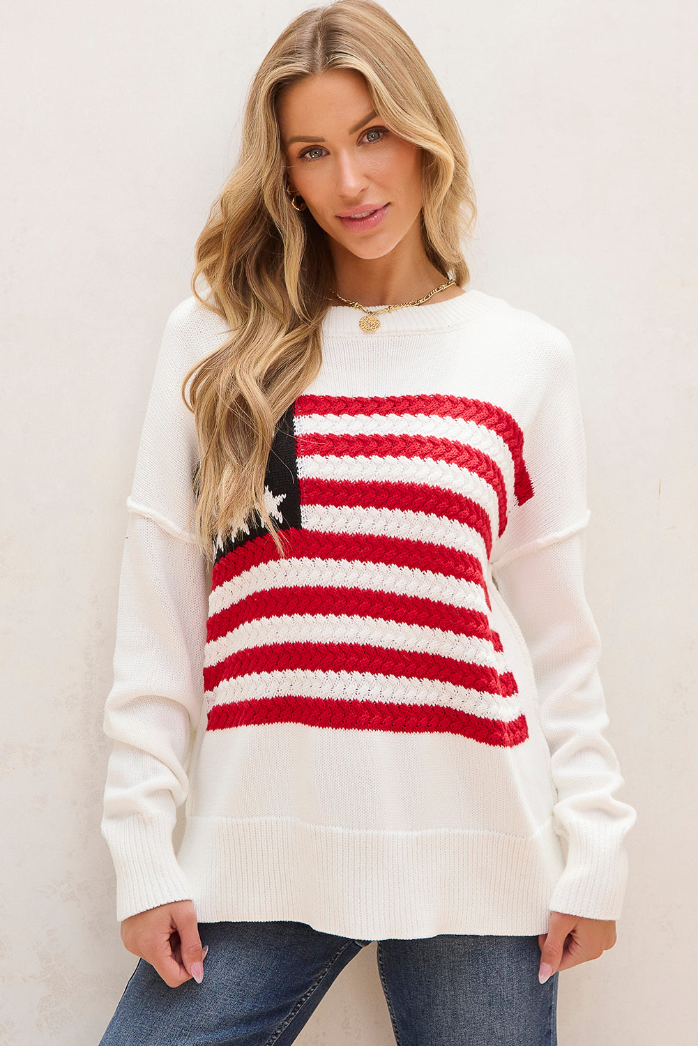 White American Flag Sweater