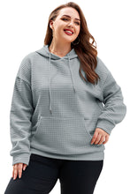 Load image into Gallery viewer, Gray Kangaroo Pockets Quilted Plus Size Hoodie
