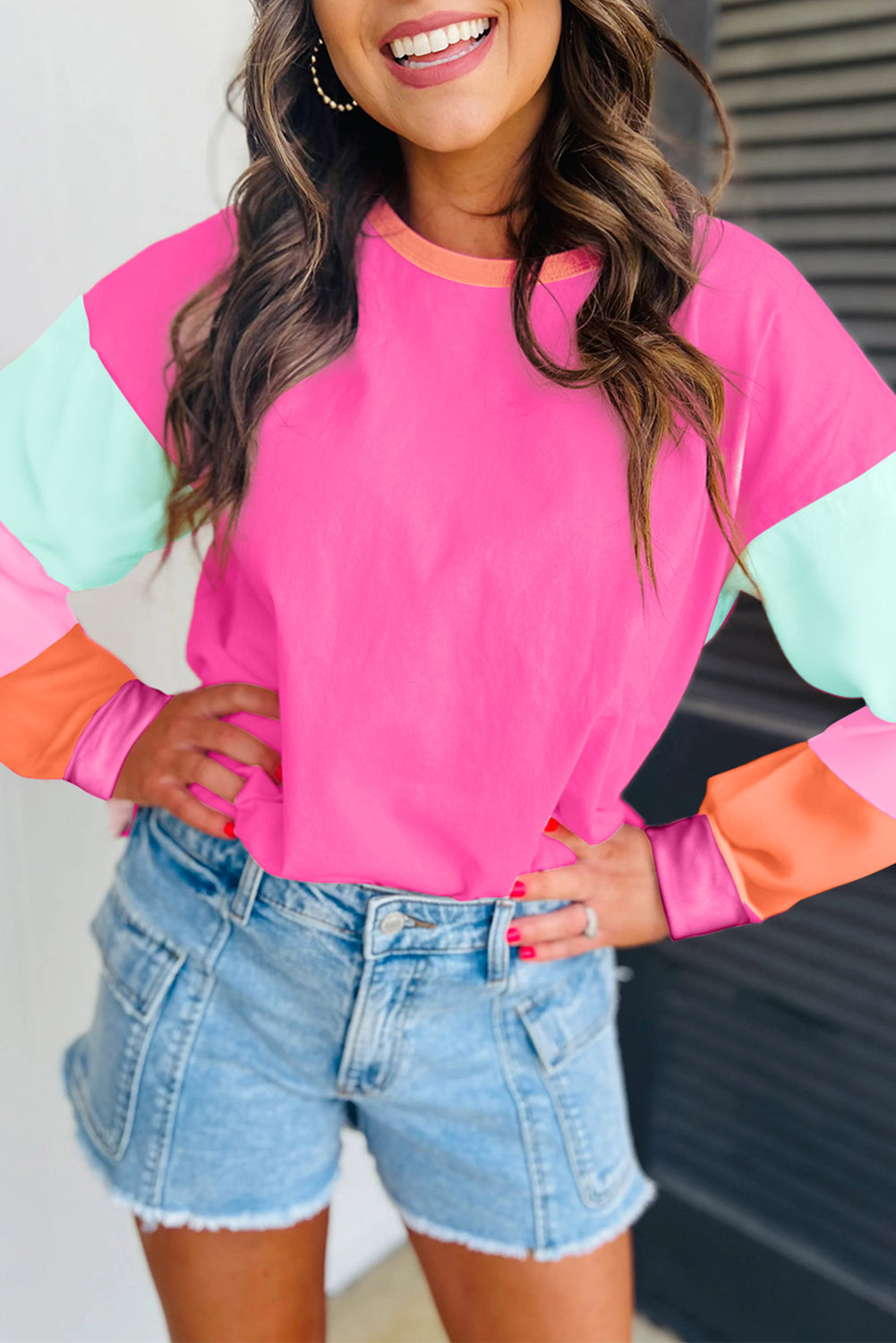 Rose Red Colorblock Top