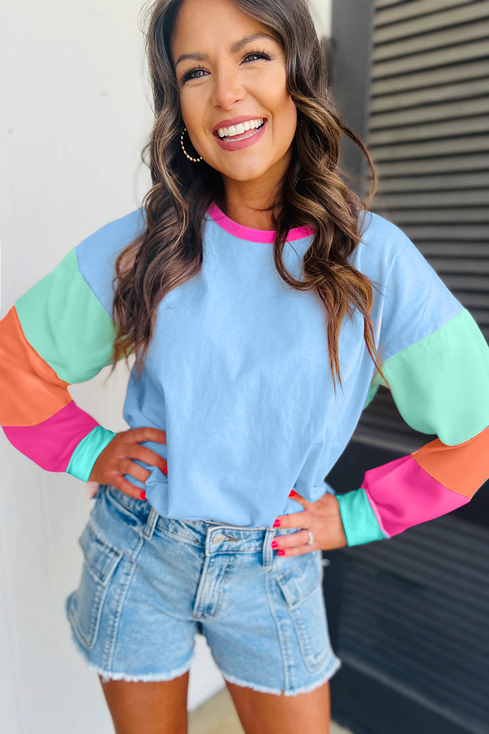 Dark Blue Colorblock  Top