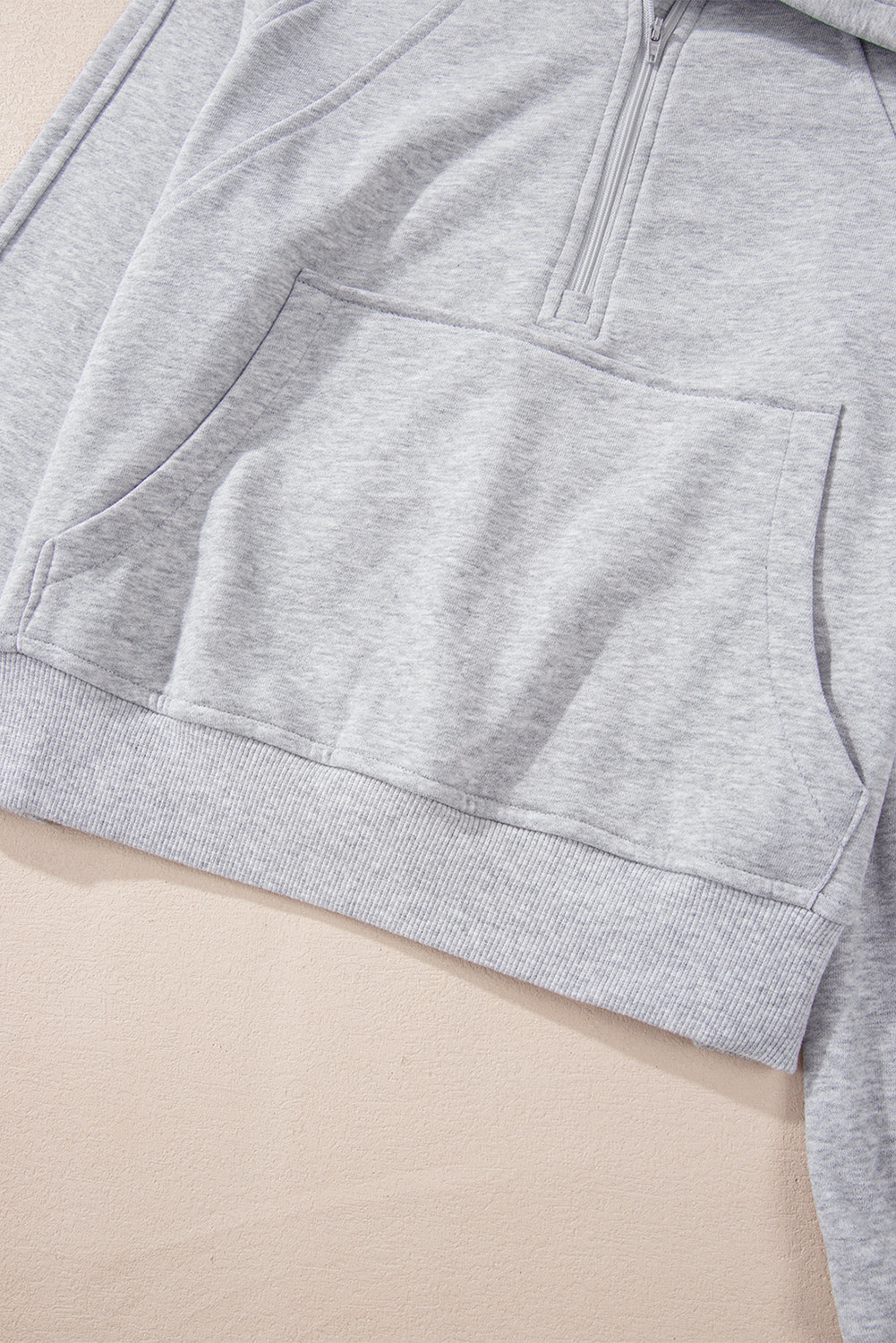 Light Grey Quarter Zip  Sweatshirt