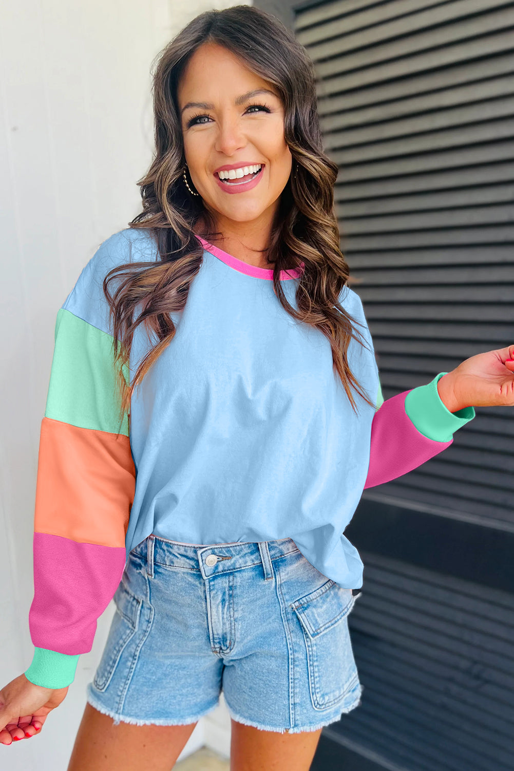 Dark Blue Colorblock  Top