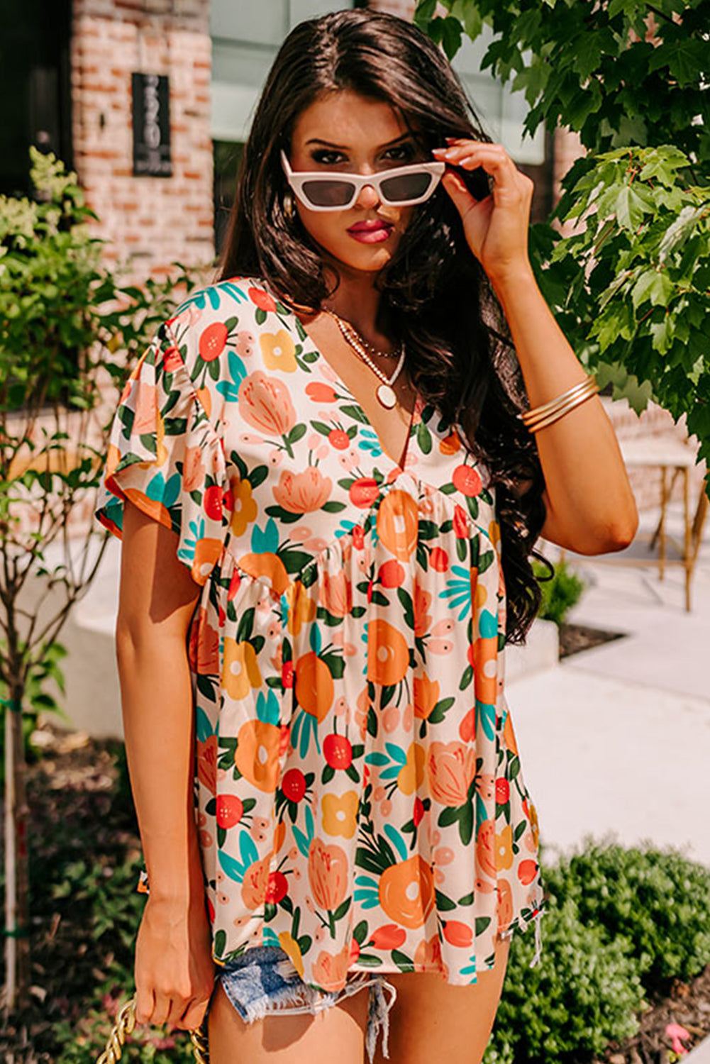 Apricot Floral Blouse