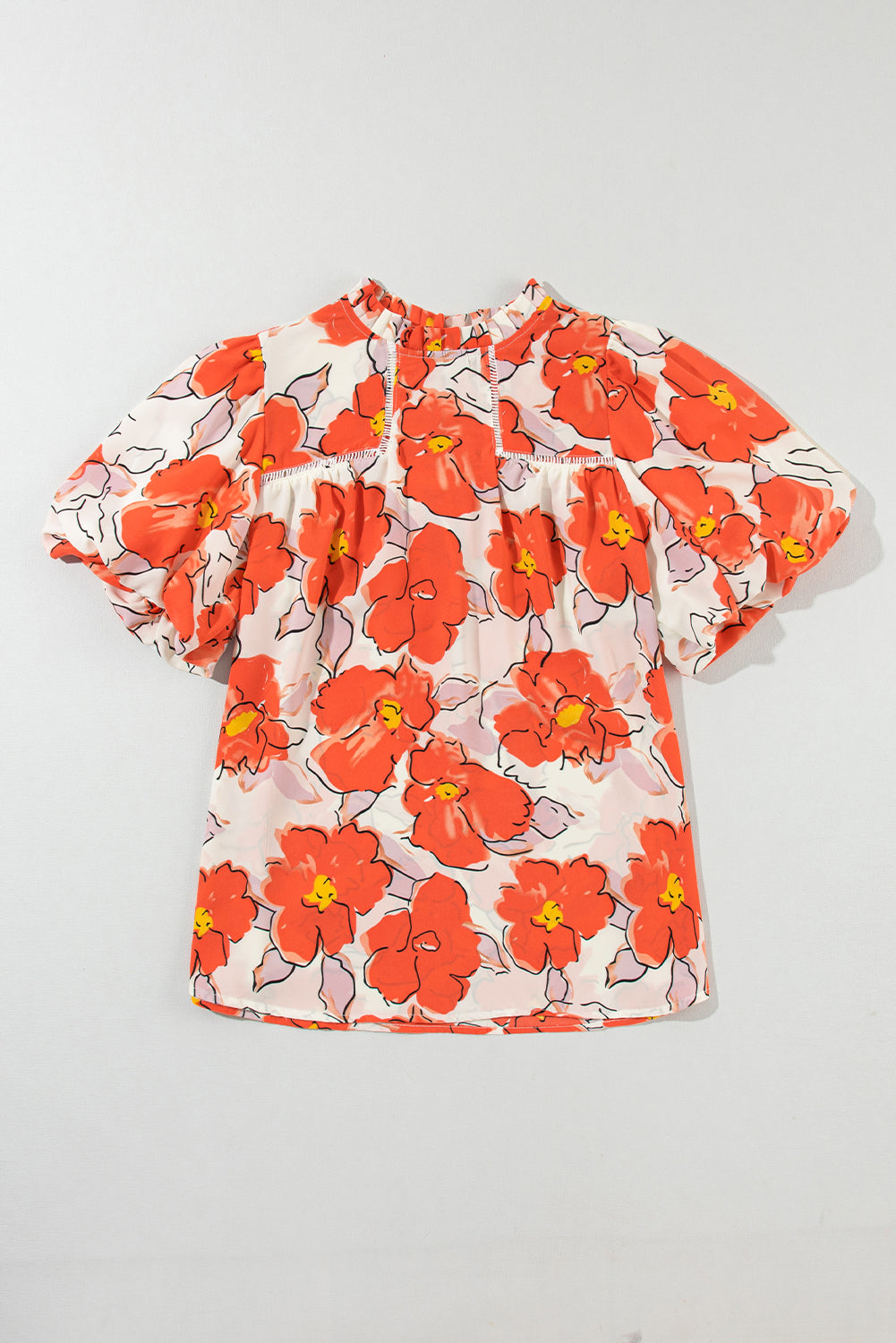 Orange Floral Bubble Blouse